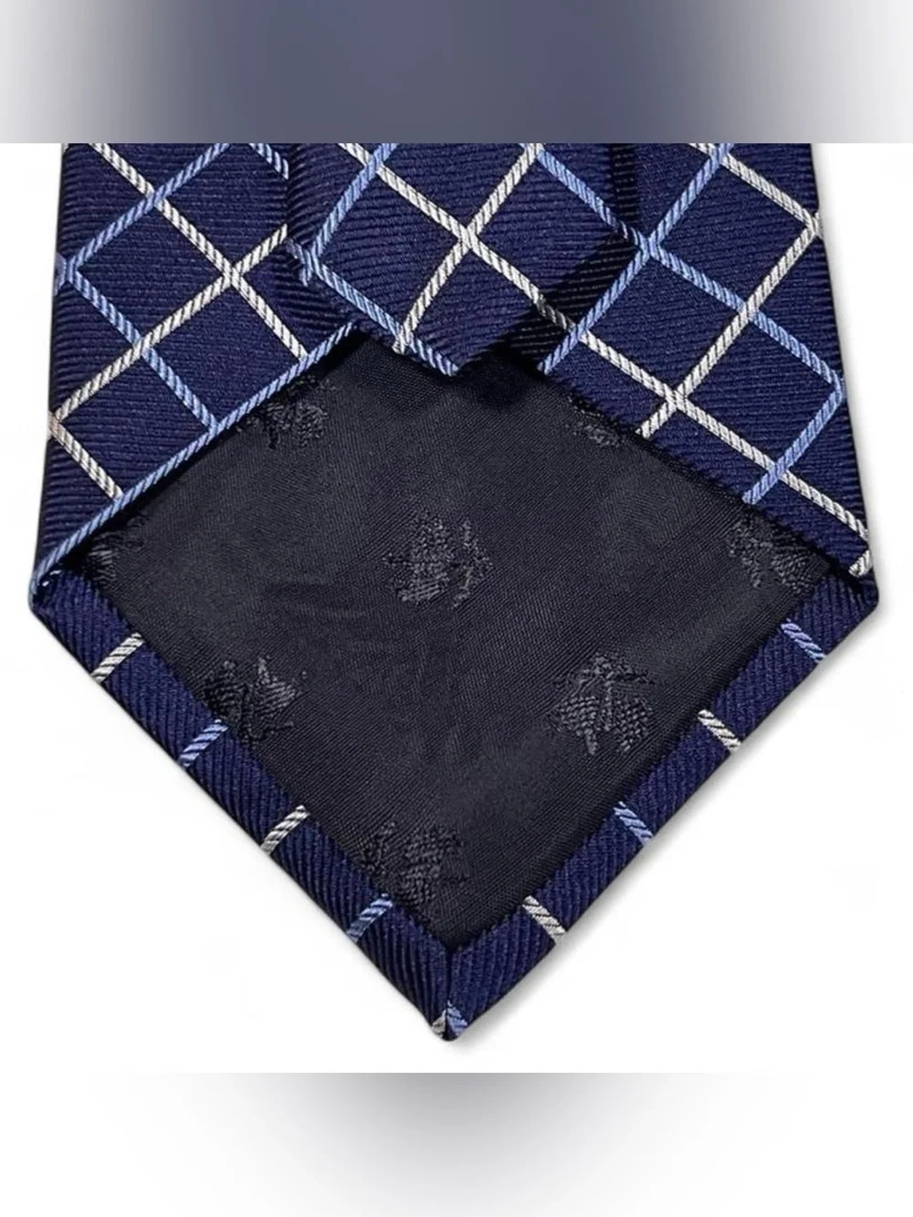 Brooks Brothers Makers Pure Silk Navy Blue w/White & Blue Design Tie L57